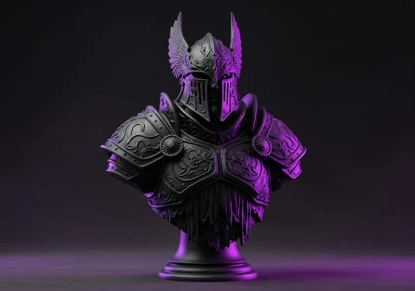 Detailed resin 3D-printed warrior bust